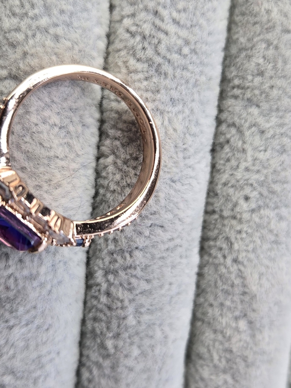 Size 7 Blue Purple Alexanderite Rose Gold Plated Bomb Party Ring - Picture 8 of 8